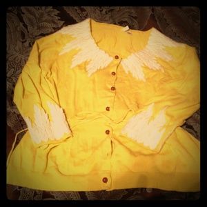 Anthropology- Moth- canary yellow sweater-…